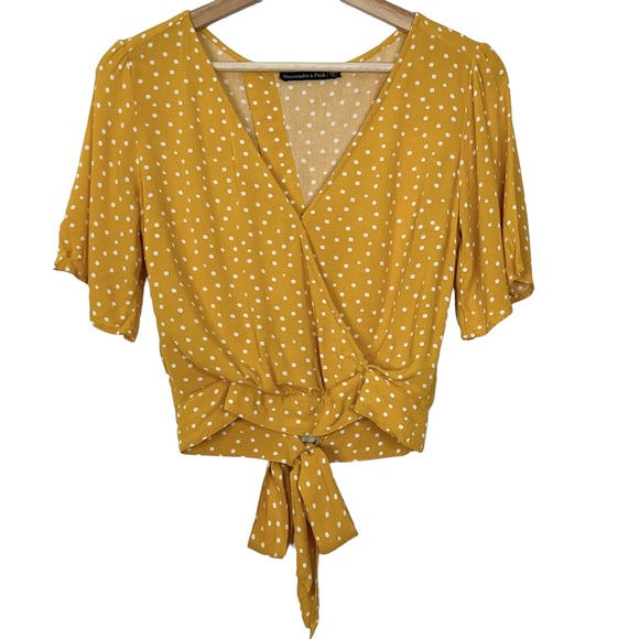 Abercrombie & Fitch Polka Dot Surplice Tie Back Blouse - Picture 2 of 8